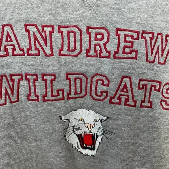Vintage Crew Neck Sweater Russell Athletic XL Made in USA Andrew Wildcats Gray 9 - Picture 6 of 8